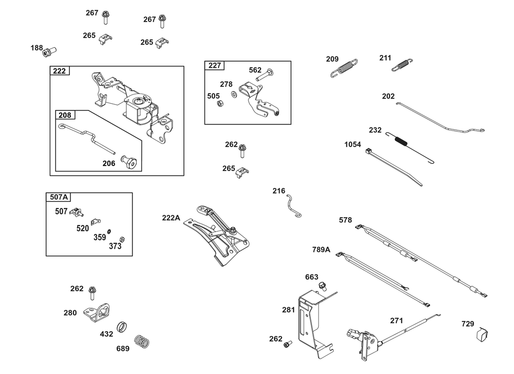 Controls Group Diagram and Parts List for 386447-0500-G1 200000 - 399999 Briggs and Stratton Engine